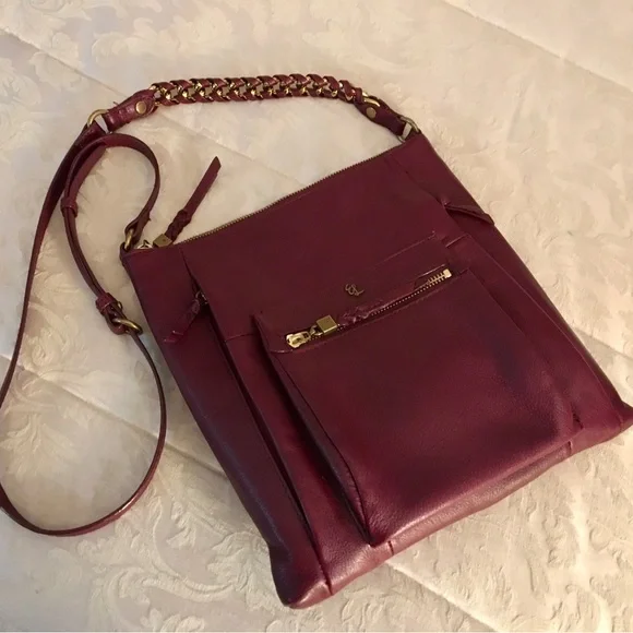 ELLIOTT LUCCA Beautiful!!! BURGUNDY LEATHER CROSSBODY - Picture 5 of 9